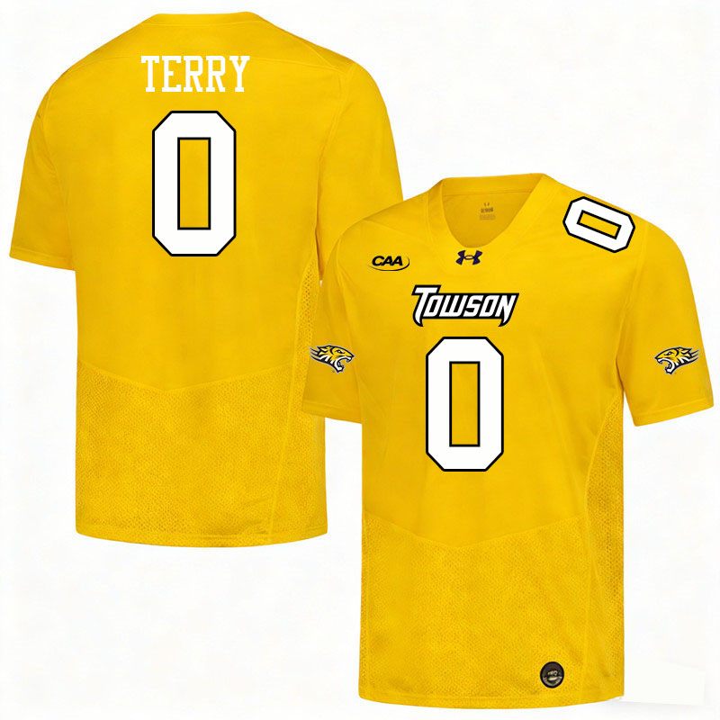 Towson Tigers #0 Xavier Terry College Football Jerseys,Uniforms-Gold